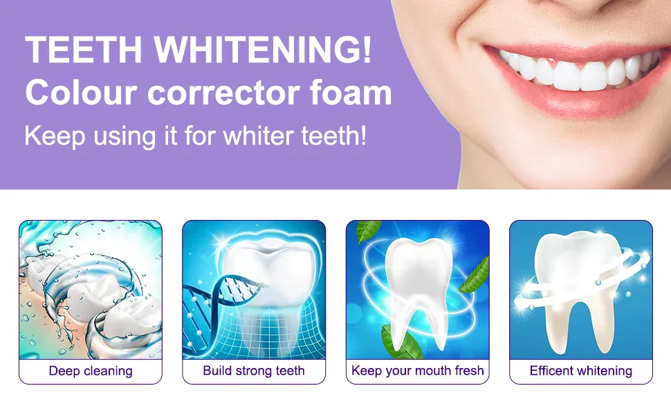 Teeth Whitening Toothpaste 2 Pack Purple Toothpaste for Teeth Whitening Color Corrector Toothpaste Toothpaste Sensitive Teeth Remove Stains Improves Teeth Brightness and Reduce Yellowing - v34 colour corrector teeth whitening