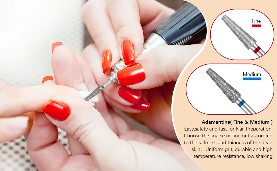 Difenni Nail Drill Bits Cuticle Nail Drill Bit Tapered Shape Cuticle Drill Bits with Storage Case 3/32 Shank Efile Bits for Nail Prep and Manicure Pedicure Tools(Fine&Medium) - Cuticle Nail Drill Bit2