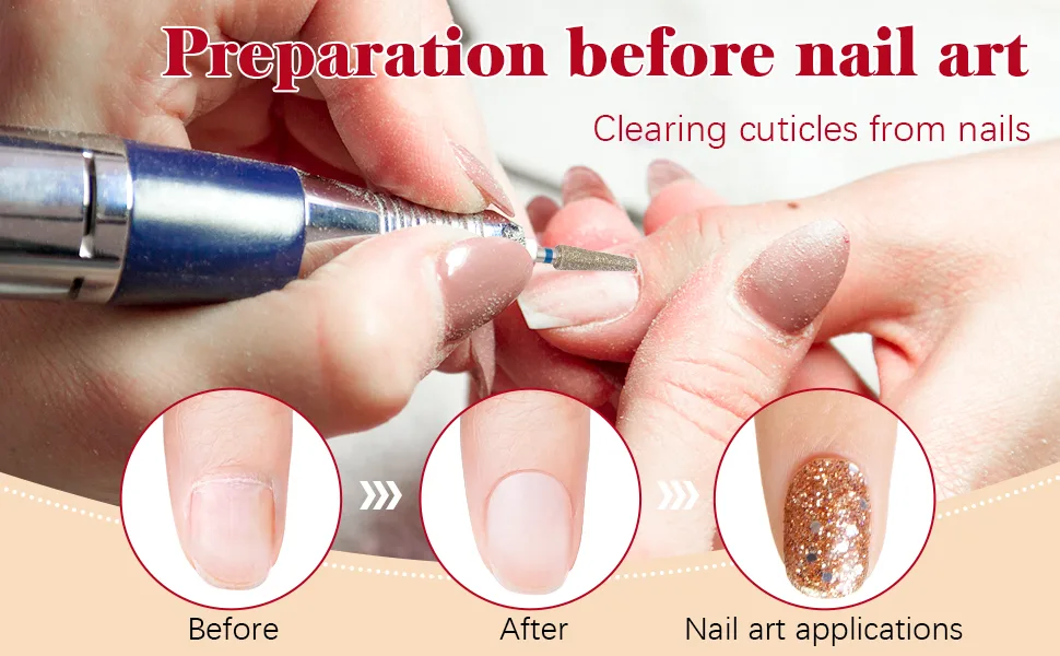 Difenni Nail Drill Bits Cuticle Nail Drill Bit Tapered Shape Cuticle Drill Bits with Storage Case 3/32 Shank Efile Bits for Nail Prep and Manicure Pedicure Tools(Fine&Medium) - Cuticle Nail Drill Bit2