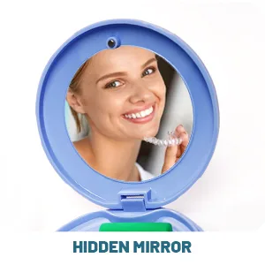 Uouovo Leak Proof Dental Retainer Case Denture Cleaning Case Denture Bath Case Denture Case Retainer Cleaning Case Mouth Guard Perfect for Travel Denture Cups for Soaking Dentures & Mirror (Blue) - Hidden Mirror
