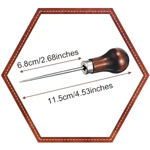 4 Pack Awl Tool Gourd Shape Wooden Handle Scratch Awl Tool Pin Punching for Leather Craft Cloth Pouch Hole DIY Handmade Maker Tool - product information 2