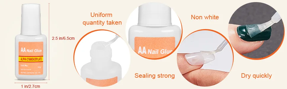 Hicarer Adhesive False Nail Glue Brush-On Nail Glue Quick Nail Glue for Nail Make Up Supplies (5 Packs) - product information 3