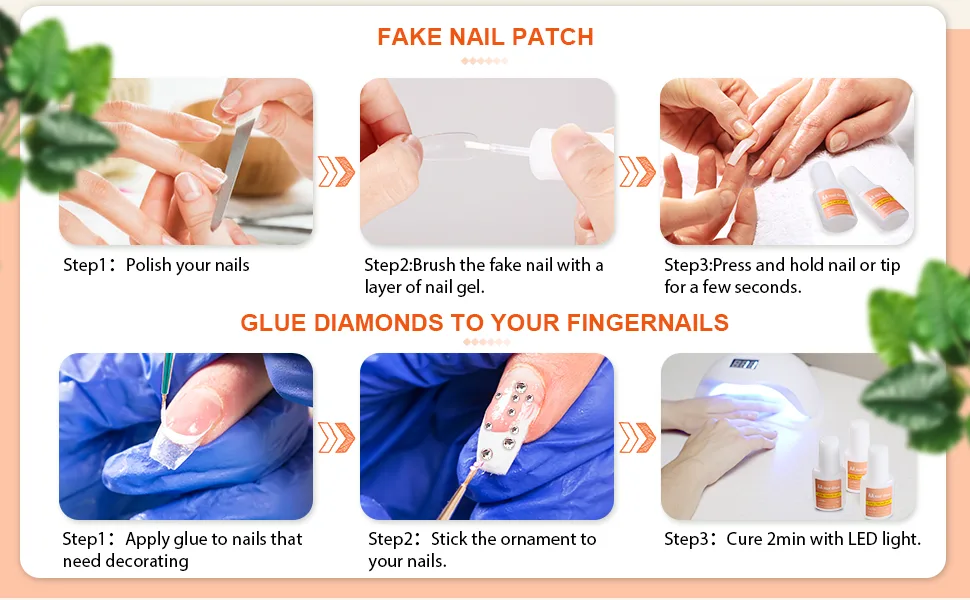 Hicarer Adhesive False Nail Glue Brush-On Nail Glue Quick Nail Glue for Nail Make Up Supplies (5 Packs) - product information 4