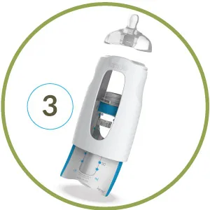 Kiinde Twist Active Latch Nipples for Breast Milk Discourages Lazy Latching Seamless Transition Between Bottle and Breast Helps Relieve Colic - Medium Flow (2 Pack) One Size (Pack of 2) - Exploded view of Twist Squeeze Bottle