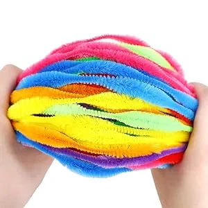 Carykon Pack of 100 Pipe Cleaners Fuzzy Bumpy Chenille Stems for Creative Handmade DIY Art Craft (Blackish Green) - picture