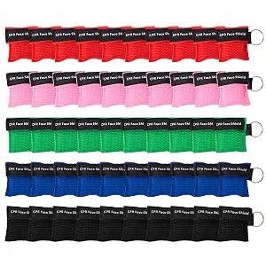 ifory 50 Packs CPR Pocket Mask Keychain CPR Face Shield with One Way Valve Breathing Barrier for First Aid or ADE Training - 50 Pack CPR mask