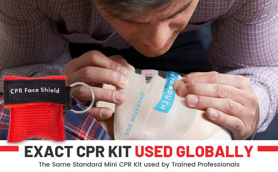 ifory 50 Packs CPR Pocket Mask Keychain CPR Face Shield with One Way Valve Breathing Barrier for First Aid or ADE Training - CPR mask