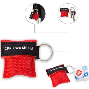 ifory 50 Packs CPR Pocket Mask Keychain CPR Face Shield with One Way Valve Breathing Barrier for First Aid or ADE Training - CPR Mask Keychain