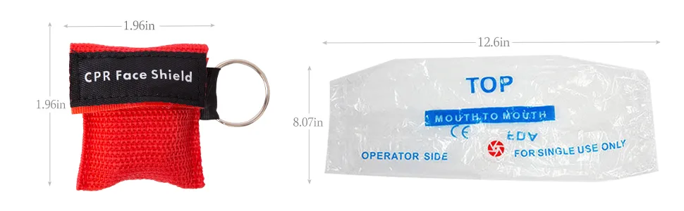 ifory 50 Packs CPR Pocket Mask Keychain CPR Face Shield with One Way Valve Breathing Barrier for First Aid or ADE Training - CPR mask size