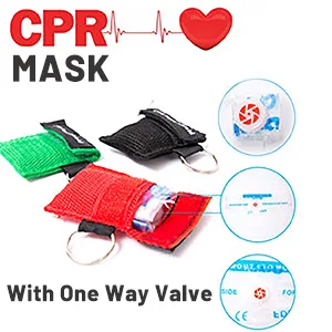 ifory 50 Packs CPR Pocket Mask Keychain CPR Face Shield with One Way Valve Breathing Barrier for First Aid or ADE Training - CPR Mask with One Way Valve