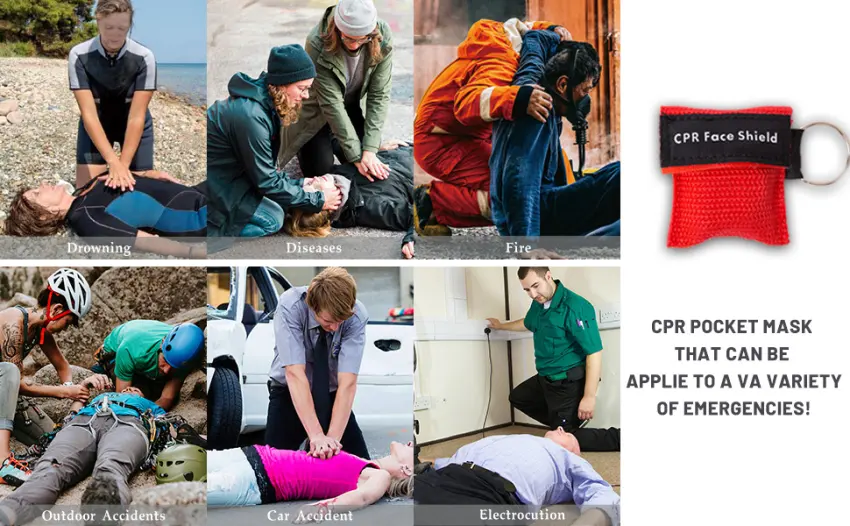 ifory 50 Packs CPR Pocket Mask Keychain CPR Face Shield with One Way Valve Breathing Barrier for First Aid or ADE Training - product information 7