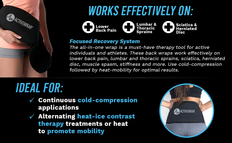 ActiveWrap Back Ice Pack Wrap with Reusable Hot & Cold Packs - Sciatic Nerve Ice Therapy Large/X-Large - back pain relief products lower ice pack wrap for hotcold compression therapy active large