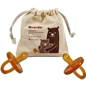 SWEETIE Rubber Pacifier Natural Rubber with Symmetrical Nipple 1 Count 6-12 Months Original Natural Rubber Pacifier - Our Unique Packaging