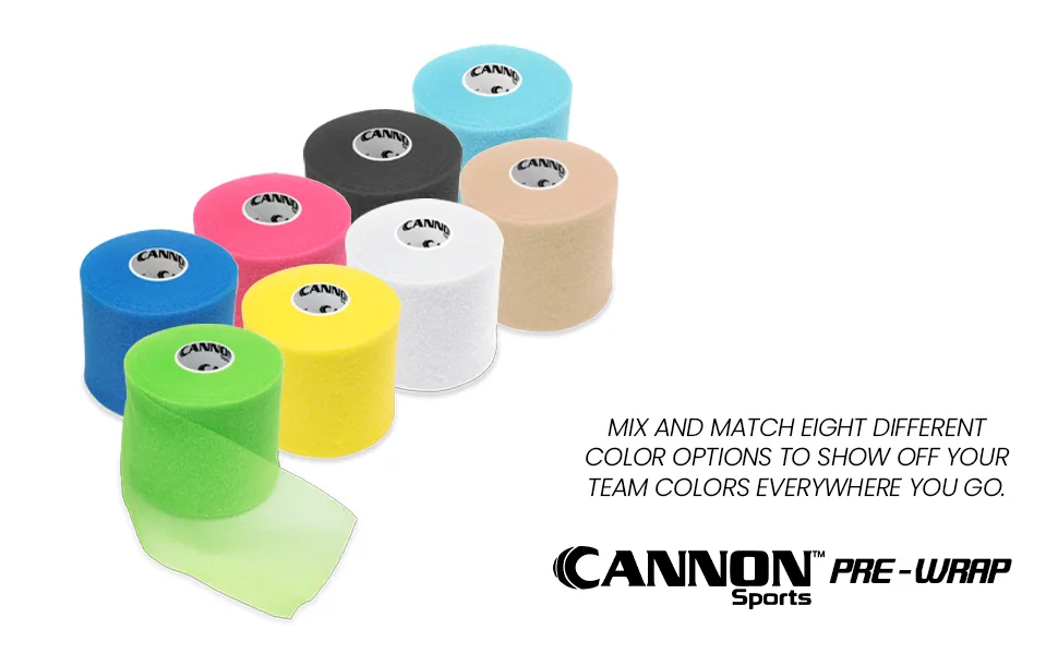 Cannon Sports Pre-Wrap Assorted 12-Pack - Pre wrap Athletic Tape Rainbow pack Multiple colors
