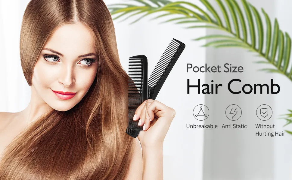 Hestya Hair Comb Pocket Size Unbreakable Plastic Hairdressing Styling Combs for Salon or Hotel Hair Care Black(36 Pack 17.5 cm) - product information 2