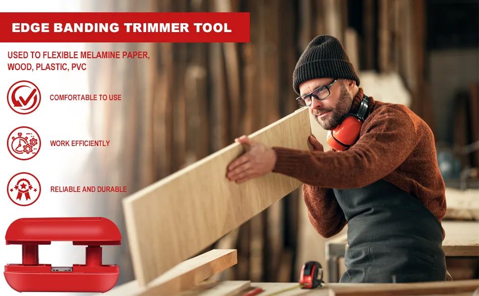 Edge Banding Trimmer for All Directions Edge Trimmer with Tungsten Carbide Blades (1-Pack) A-Red - edge banding trimmer