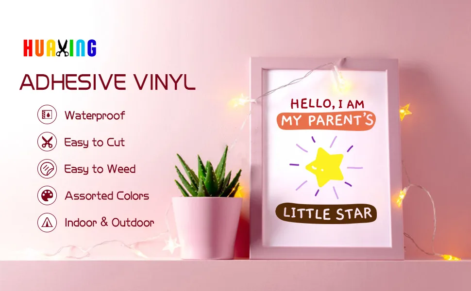 Huaxing Permanent Adhesive Vinyl Sheets Assorted Colors Premium Adhesive Craft Outdoor Vinyl (90 Pack) - VINYL