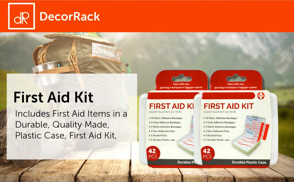 DecorRack 500 Piece First Aid Kit Small Travel Size Kit First Aid Patch with 42 Items Each Durable Plastic Box Perfect for Car Home Boat or Camping (500 Pieces) 12 Pack - First Aid Kit header