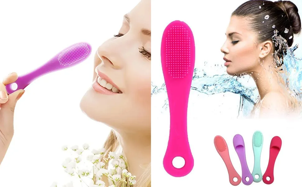 5-Pack Soft Silicone Manual Facial Cleansing Brushes Face Scrubber Cleanser Brush for Gently and Effectively Cleaning Removing Blackheads and Massaging - C082