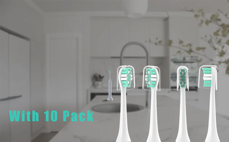 Gypoirul Toothbrush Replacement Heads Compatible with Philips Sonicare 10 Pack Electric Brush Head for 4100 5100 6100 HX9023 W Optimal Plaque Control Green - 10 pack