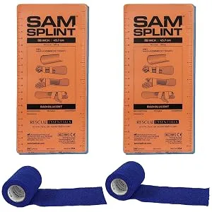 SAM SPLINT COMBO PACK (2 ORANGE/BLUE 36 SPLINTS & 2 BLUE COHESIVE WRAP) - SAM Splint