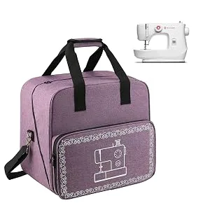 WITSTEP Sewing Machine Case Compatible with Singer/KPCB Mini Sewing Machine and Accessories Portable Travel Tote Bag with Removable Bottom Pad Adjustable Shoulder Strap & Multiple Pockets Purple - Sewing Machine Bag