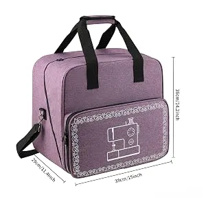 WITSTEP Sewing Machine Case Compatible with Singer/KPCB Mini Sewing Machine and Accessories Portable Travel Tote Bag with Removable Bottom Pad Adjustable Shoulder Strap & Multiple Pockets Purple - Sewing Machine Bag