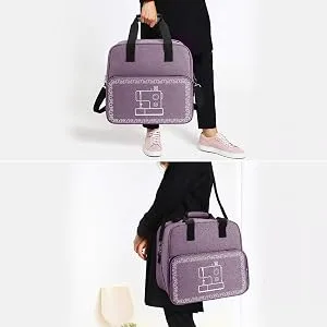 WITSTEP Sewing Machine Case Compatible with Singer/KPCB Mini Sewing Machine and Accessories Portable Travel Tote Bag with Removable Bottom Pad Adjustable Shoulder Strap & Multiple Pockets Purple - Sewing Machine Bag