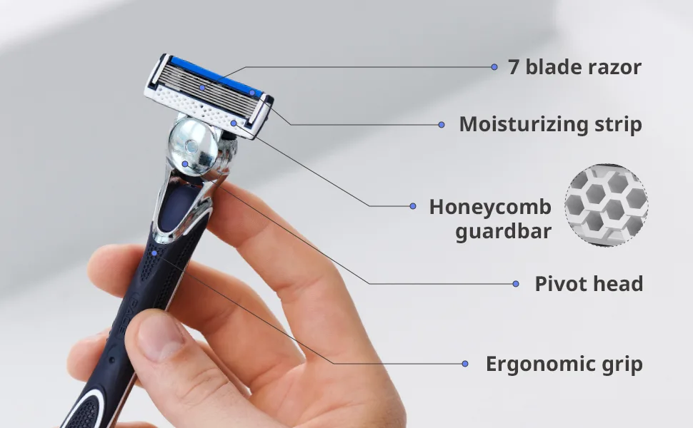 Dorco Pace 7 - World's First and Only Seven Blade Razor - 12 Cartridges (No Handle) 4 Count (Pack of 3) - DORCO Pace 7 Product Features