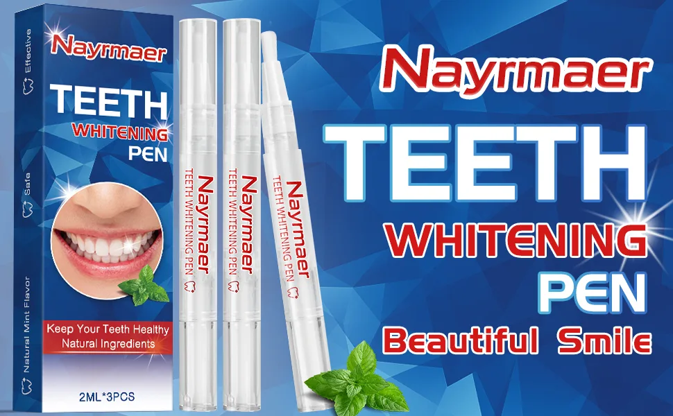Teeth Whitening Pen 3 Packs Teeth Whitening Essence Painless Whitening for Sensitive Teeth Safe Effective Mint Flavor (Mint) - Teeth Whitening Pen