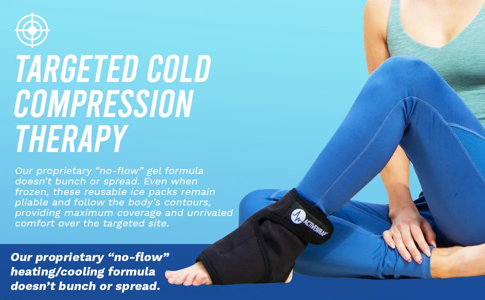 ActiveWrap Foot & Ankle Ice Pack Wrap with Reusable Hot Cold Packs for Plantar Fasciitis Pain Achilles Injuries Small/Medium Black - ankle wrap for sprained vive ice pack compression cryo cuff pro active heel inserts sever