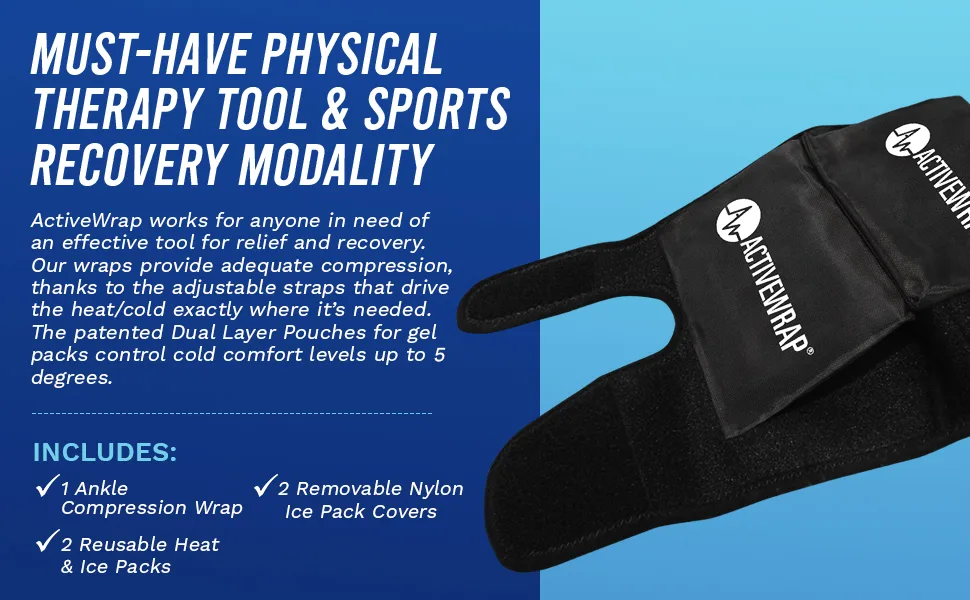 ActiveWrap Foot & Ankle Ice Pack Wrap with Reusable Hot Cold Packs for Plantar Fasciitis Pain Achilles Injuries Small/Medium Black - ankle wrap polar ice foot and ankle wrap heating pad for active plantar fasciitis pack leg cold warm