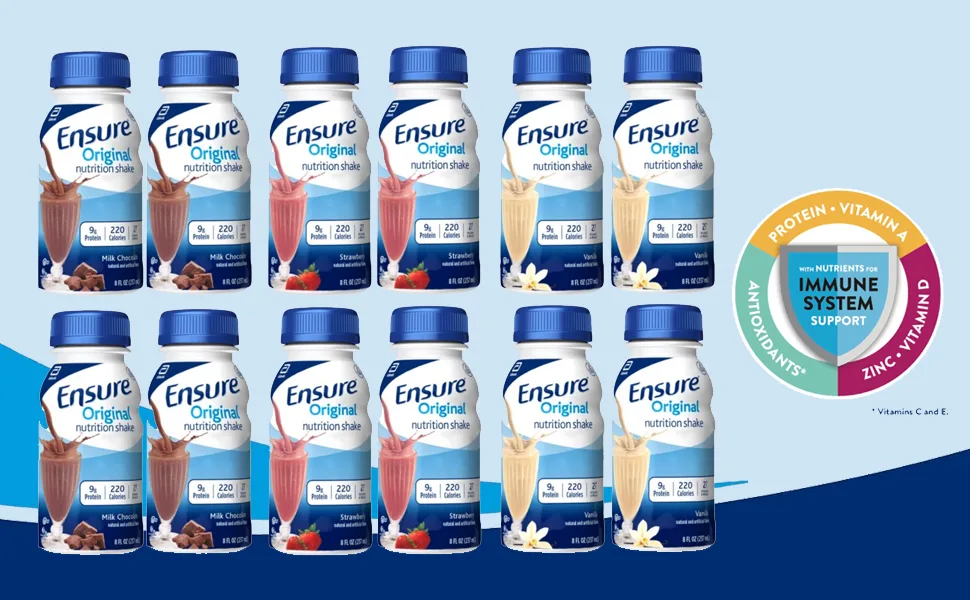 Ensure Original Nutrition Meal Replacement Shake Variety sampler - 8 Fl Oz - In Sanisco Packaging (12 Count) - Ensure Original Nutrition Meal Replacement Shake Variety sampler - 8 Fl Oz (12 Count)
