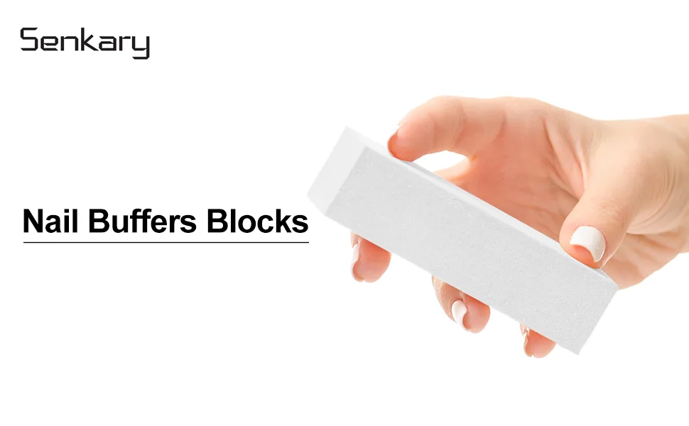 Senkary 12 Pack Nail Buffer Block 4 Sided Professional Nail File Sanding Block Buffing Blocks for Natural and Acrylic Nails (White) - Nail Buffing Block