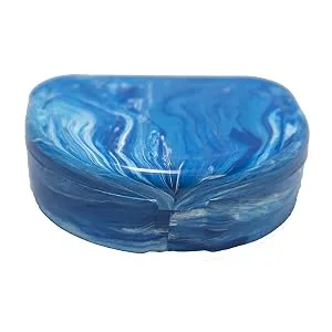 Orthodontic Retainer Case With Hinged Lid Snaps Portable Denture Cases Mouthguard Case for Retainer and Dentures (Blue Marble) - product information 2