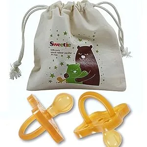 Sweetie Rubber Pacifier Star Shape Rubber Natural Rubber with Rounded Nipple 1 Count (6-12 Medium) - Packaging