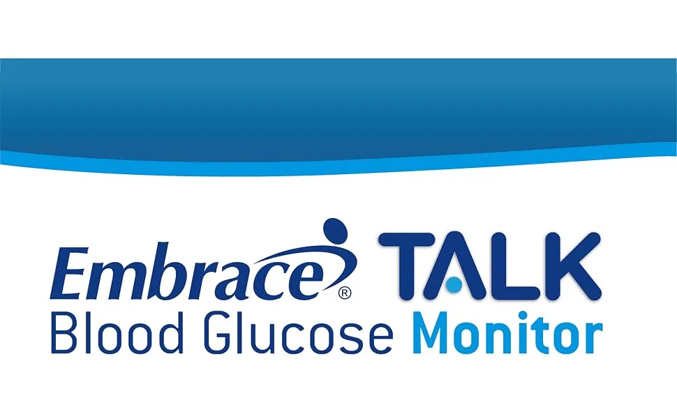 Diabetes Testing Kit Glucose Testing Kit includes Embrace Talk Meter 100 Embrace Talk Test strips 100 Embrace 30g Lancets 1 Embrace Lancing Device 1 Control solution and Carrying Case - header
