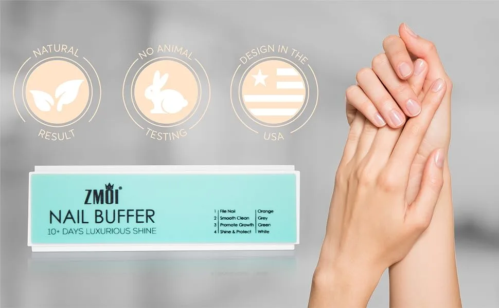 ZMOI Pro Nail Buffer 2 Pack Luxurious Shine Korean 4-Way Nail Buffing Block Natural Shine Nails Manicure/Pedicure Tools for Home and Salon - shinny nail buffer
