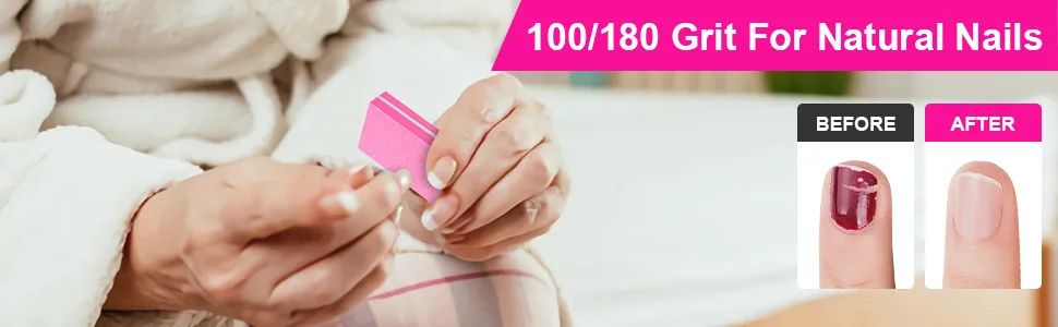 Diesisa Buffer Block Nail File 100/180 Grit Sponge Nail Buffers for Acrylic Nails Mini Buffing Block Double Sided for Manicure Tools 30 Count - Pink - mini nail buffer