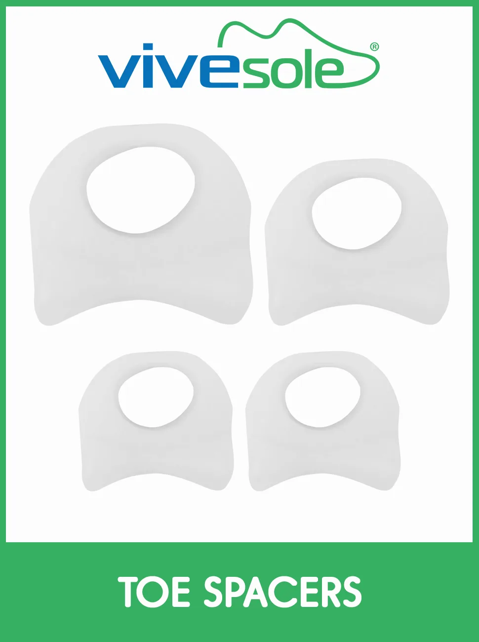 ViveSole Toe Spacers (4 Pack) - Separators for Overlapping Toes - Pinky Protector for Bunion - Hammer Toe Corrector Straightener for Hallux Valgus - Alignment Tool Orthotics for Realign Crooked Toe - Toe Spacers
