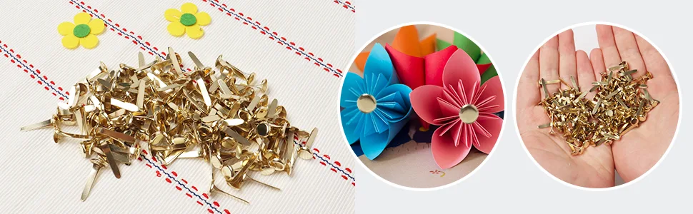 Hapy Shop Paper Fasteners Medium 3/4-Inch Brass Plated Scrapbooking Brads Round Metal Brads for Crafts Making DIY 300 Pack - product information 5