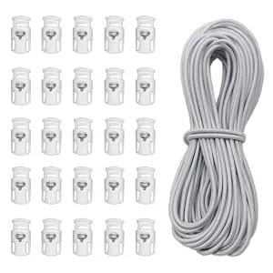 YaHoGa 25 pcs Cord Locks Spring Toggle Stopper + 10 Yards 1/8 Inch Cord Stretch String for Drawstring Shoelaces Clothing Backpack Bags (Black) - white