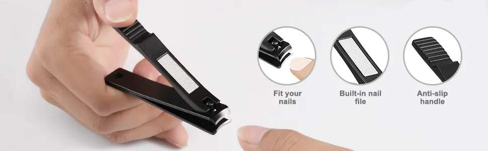 Nail Clippers Set Ultra Sharp Fingernail and Toenail Clipper Cutters with Visibly Tin Case by HAWATOUR - Black - Nail Clippers