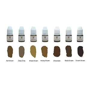 PMU Products Brow Pigment 7 Pack Microblading Inks Complete Set Of 7 Shades - Microblading, ink, color, ash, brown, grey, deep, khaki, honey, chocolate, black, dream