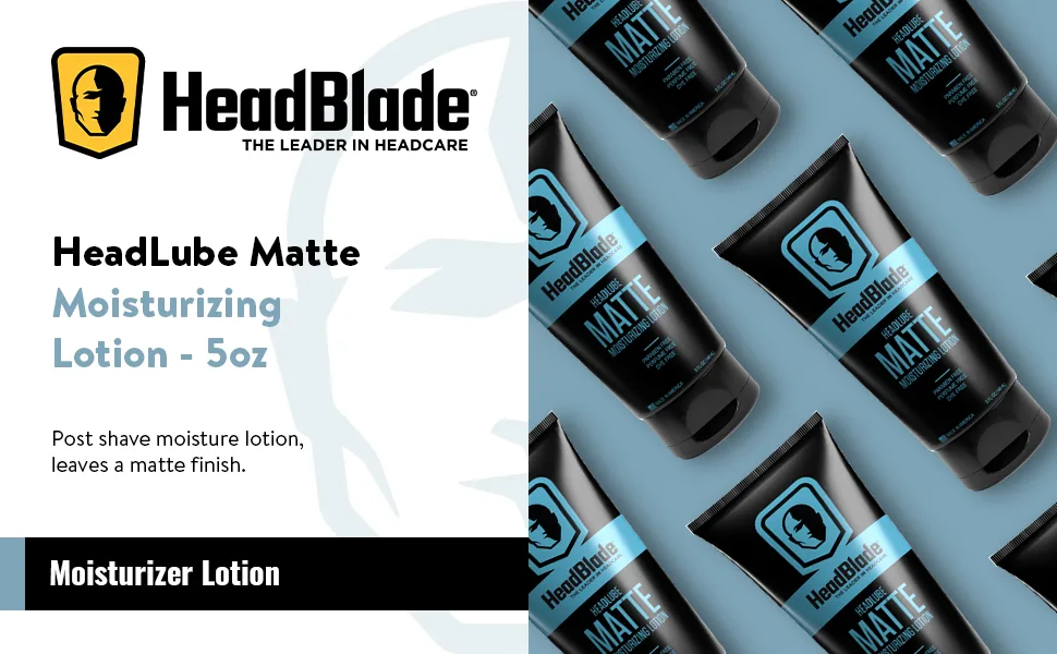 HeadBlade HeadLube Matte Moisturizer Lotion 5 oz for Men (3 Pack) - Leaves Head Shiny and Grease-Free Matte 3 Pack - HeadLube Matte Moisturizing Head Lotion