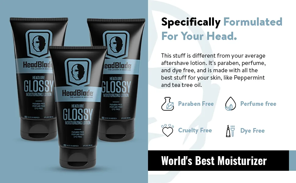 HeadBlade HeadLube Matte Moisturizer Lotion 5 oz for Men (3 Pack) - Leaves Head Shiny and Grease-Free Matte 3 Pack - HeadLube Matte Moisturizing Head Lotion