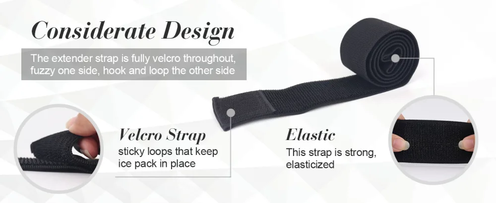 NEWGO Extension Strap Multipurpose Elastic Hook and Loop Extender Strap for Ice Packs Ice Belts Braces Wraps Belts Heat Packs - extender strap