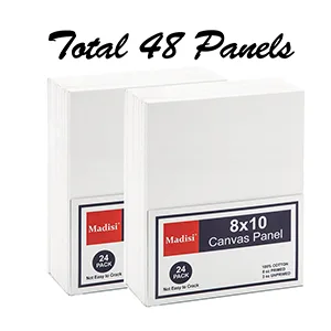 Madisi Painting Canvas Panels 48 Pack 8X10 Classroom Value Pack Art Canvas - canvas
