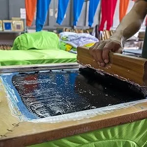 Dorhui 2 Pack UV Light for Screen Printing Total 50W LED UV Screen Printing Exposure Light and Light Stand for Cyanotypes and Photo Emulsion Kit - Coat the screen frame with ink and commence with the printing process.