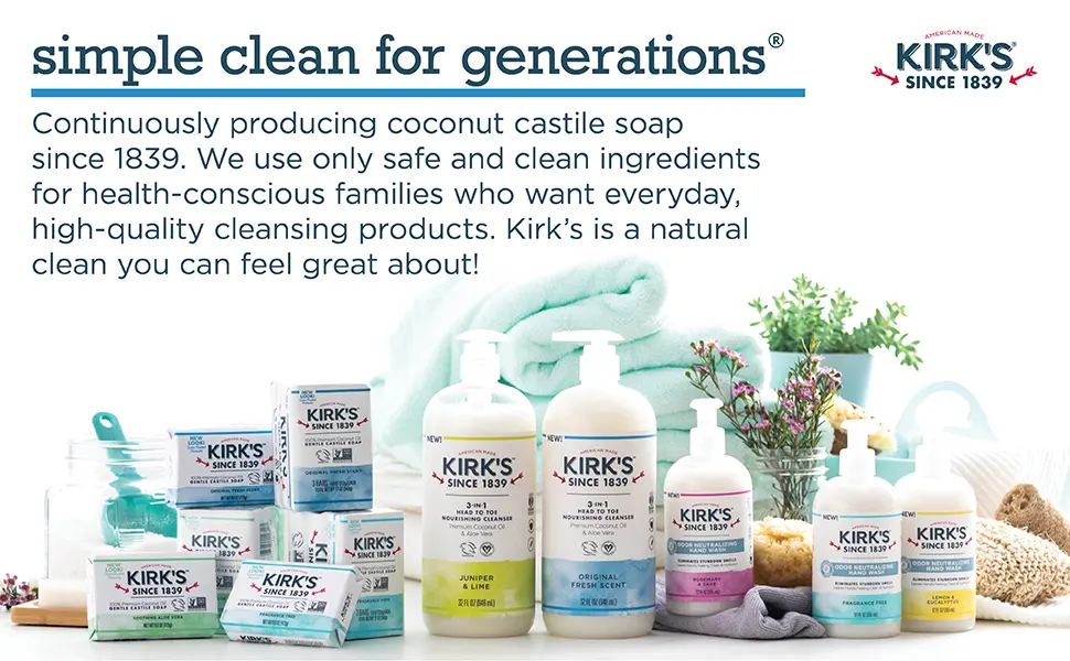 Kirk's Original Coco Castile Bar Soap Original Fresh Scent 4 Ounces (Pack of 24) Coconut Fresh 4 Ounce (Pack of 24) - natural clean simple ingredients castile soap vegetable based oils gentle fresh scent